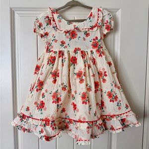 Cynthia Rowley Floral Kids Dress with Red and Green Accents, Size 4T, Brand New